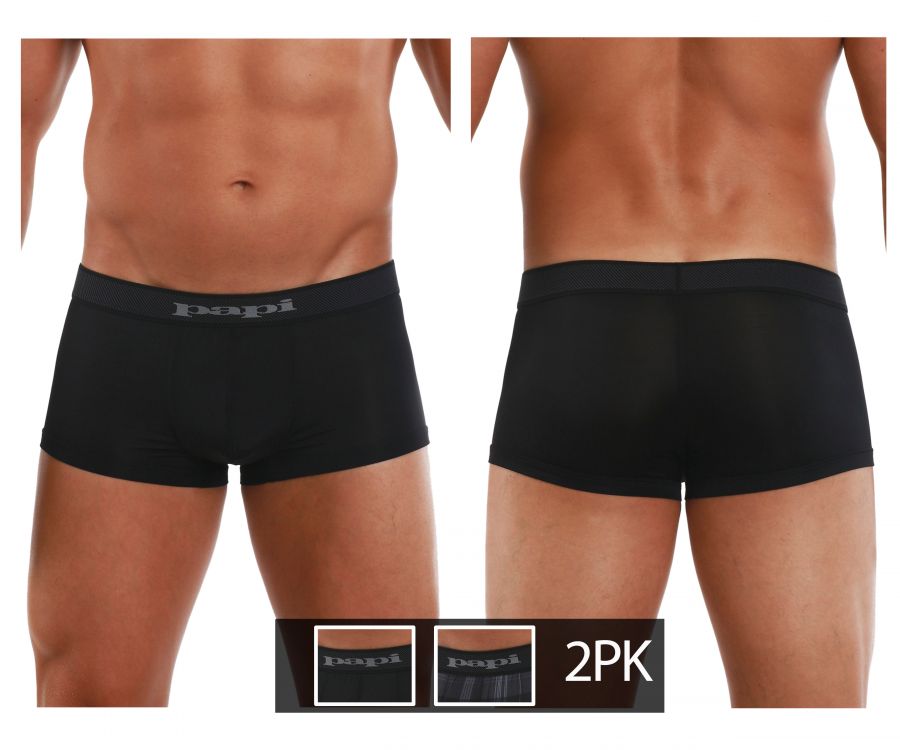 Papi 626182-962 Cool2 2PK Solid-Print Brazilian Trunks Farbe Schwarz-Grau