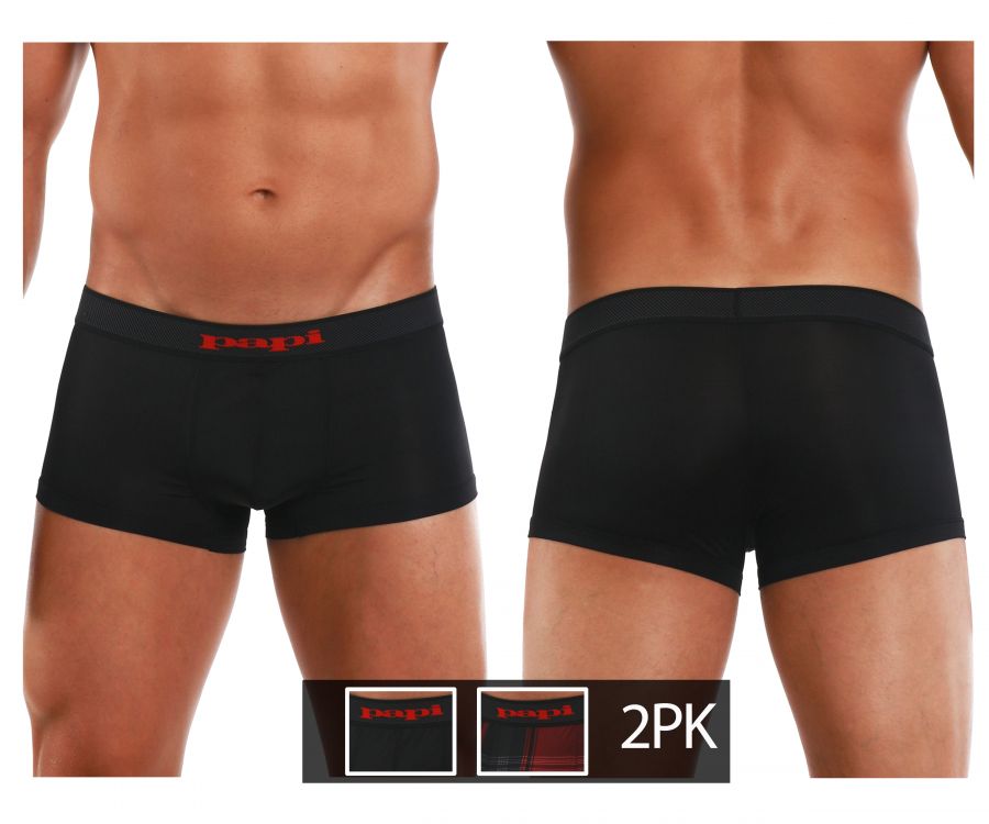 Papi 626182-982 Cool2 2PK Solid-Print Brazilian Trunks Farbe Schwarz-Rot