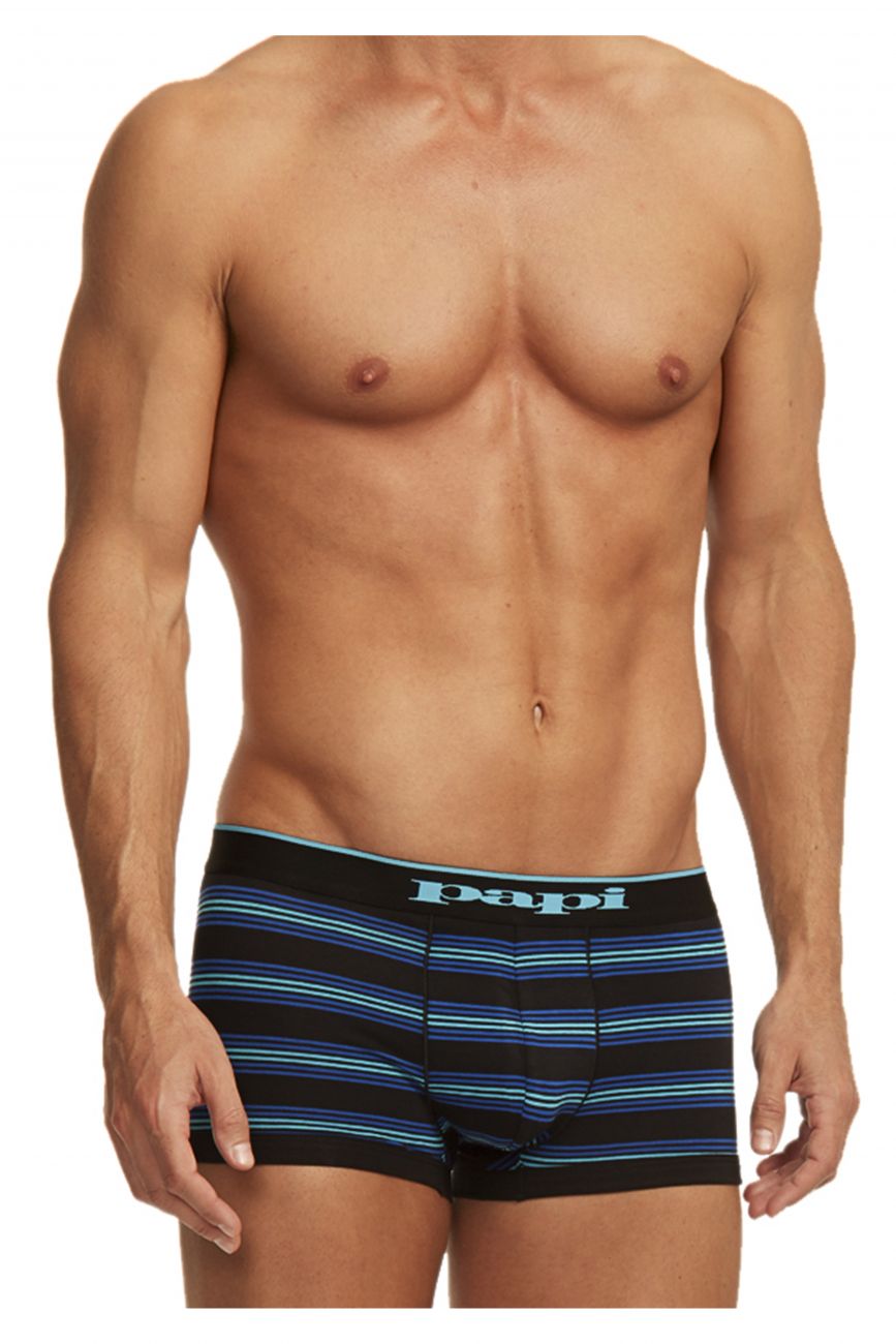 Papi 980503-969 3PK Cotton Stretch Brazilian Yarndye Band Stripe Color Turquoise-Black Papi 980503-969 3PK Cotton Stretch Brazilian Yarndye Band Stripe Color Turquoise-Black