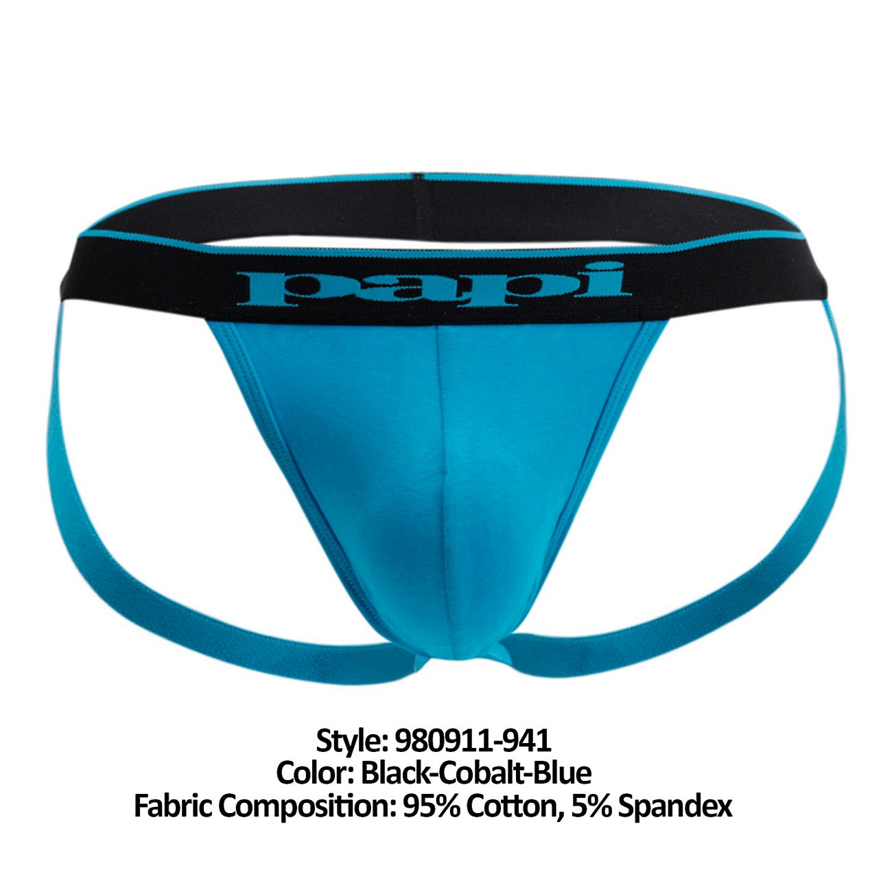 Papi 980911-941 3PK Cotton Stretch Jockstrap Farbe Schwarz-Kobalt-Blau Papi 980911-941 3PK Cotton Stretch Jockstrap Farbe Schwarz-Kobalt-Blau