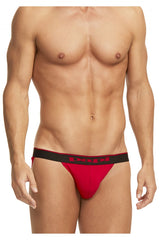 Jockstrap en coton extensible Papi 980911-950 3PK Couleur Rouge-Gris-Noir