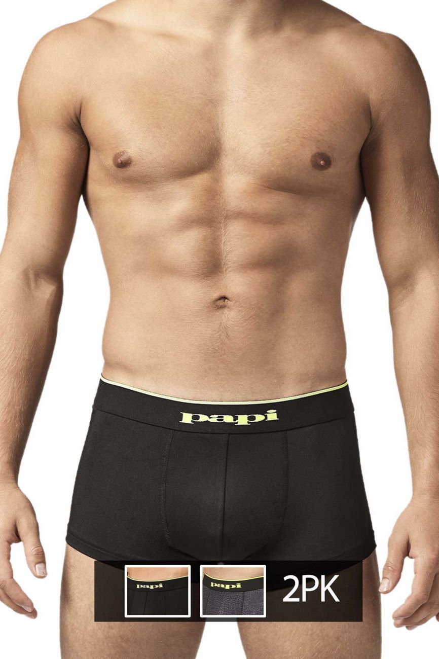 Papi UMPA048 Lot de 2 slips brésiliens Microflex couleur anthracite-léopard Papi UMPA048 Lot de 2 slips brésiliens Microflex couleur anthracite-léopard