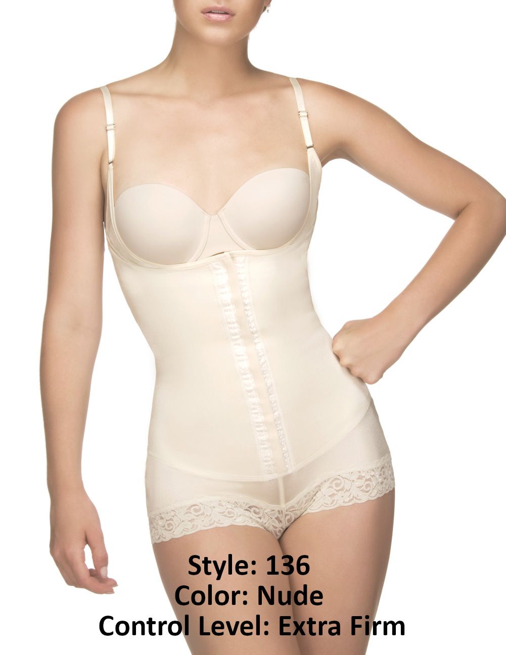Body buste ouvert Vedette 136 Megane avec bordure en dentelle couleur nude Body buste ouvert Vedette 136 Megane avec bordure en dentelle couleur nude