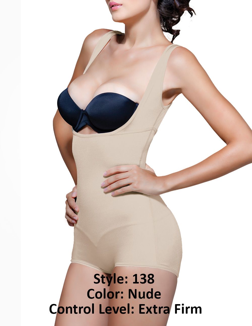 Body gainant sous la poitrine Vedette 138 Lillian à dos haut, couleur nude Body gainant sous la poitrine Vedette 138 Lillian à dos haut, couleur nude