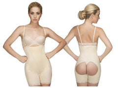 Vedette 504 Isabelle Trägerloser Body bis zur Mitte der Oberschenkel mit Po-Vergrößerer, Farbe Nude