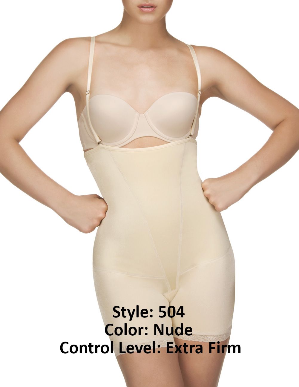 Vedette 504 Isabelle Trägerloser Body bis zur Mitte der Oberschenkel mit Po-Vergrößerer, Farbe Nude Vedette 504 Isabelle Trägerloser Body bis zur Mitte der Oberschenkel mit Po-Vergrößerer, Farbe Nude