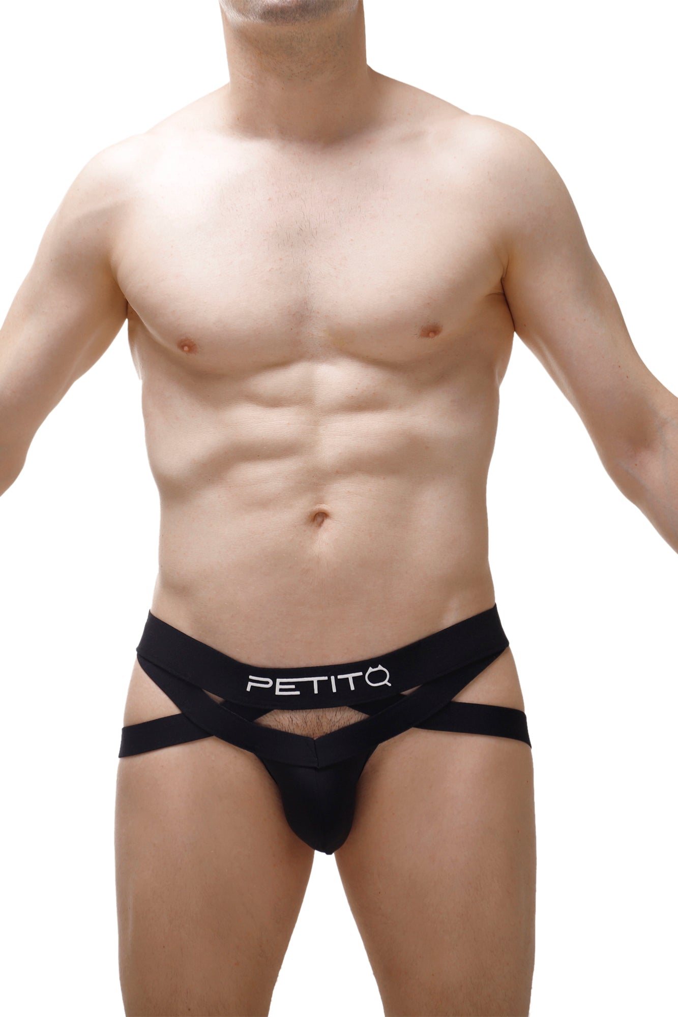Black petitq beast men’s briefs 2023 with distinctive crisscross design in breathable fabric for confident wear
