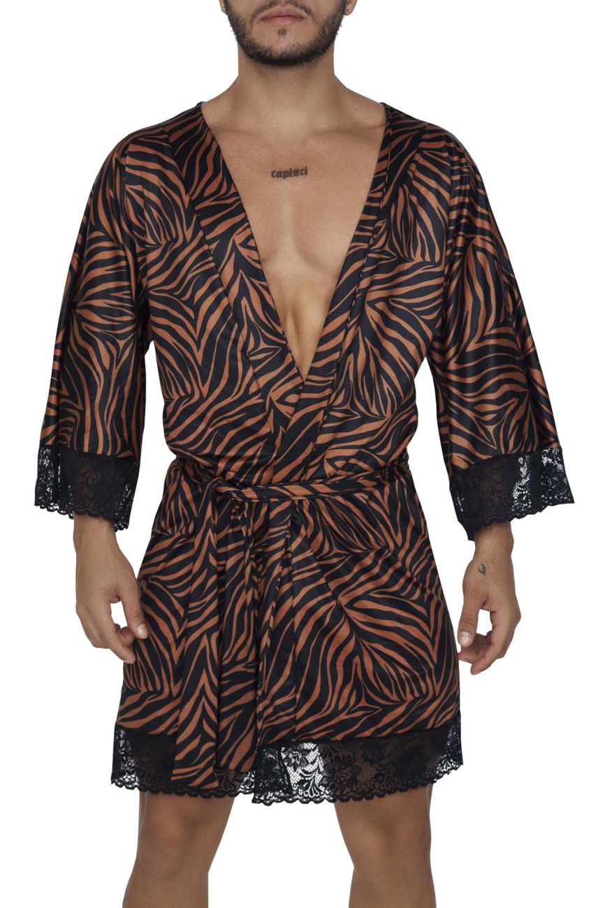 Unleash Your Wild Side with the CandyMan 99700 Robe Thong Two Piece Set in Animal Print