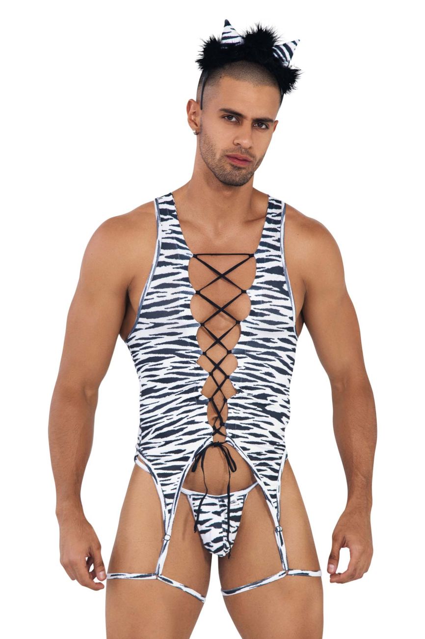 CandyMan 99734 Safari Bodysuit Color Zebra Print: Elevate Your Style