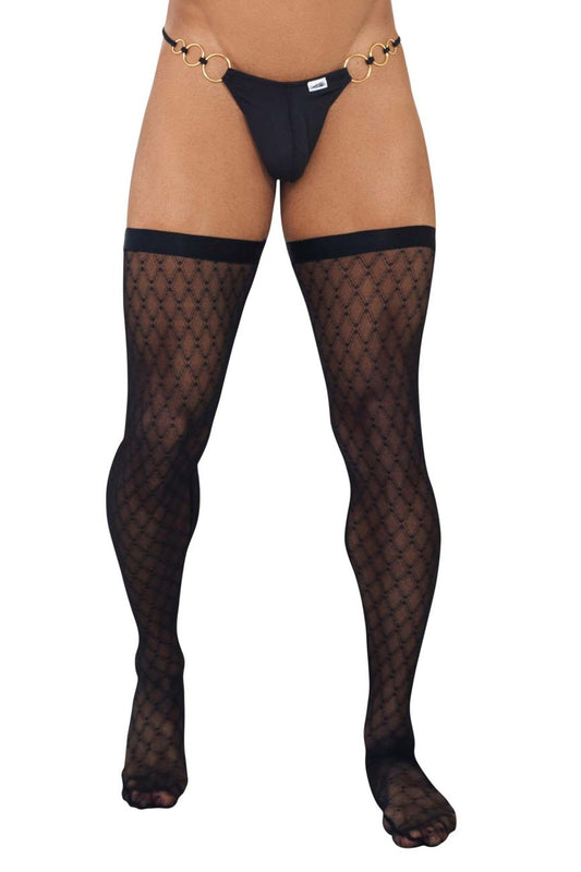 Indulge in Elegance with CandyMan 99735 Mesh Thigh Highs in Black