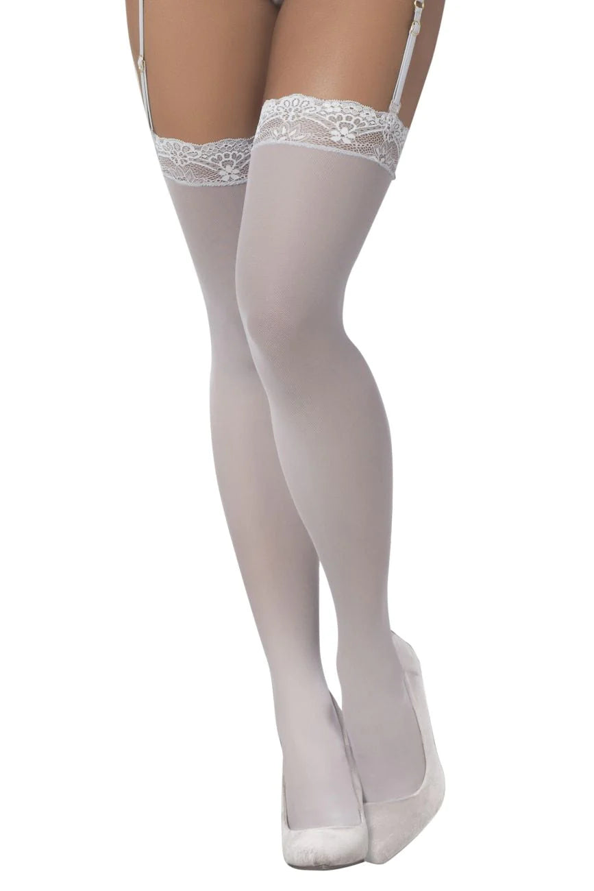 Mapale 1097 Mesh Thigh High Stockings in Shoreline Gray