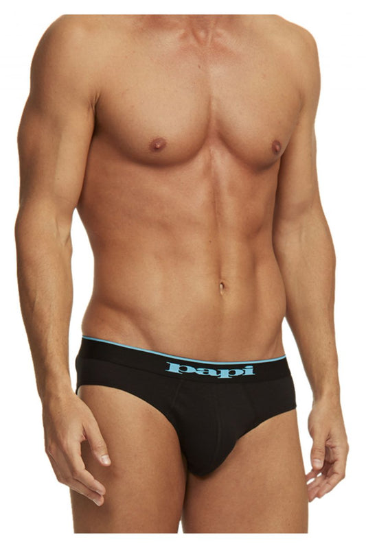 Papi 980403-941 3PK Cotton Stretch Brief Color Black-Cobalt-Blue