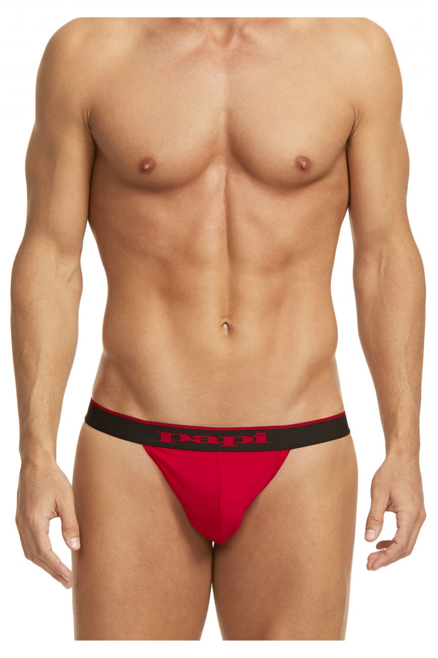 Papi 980902-950 3PK Cotton Stretch Thong Color Red-Gray-Black