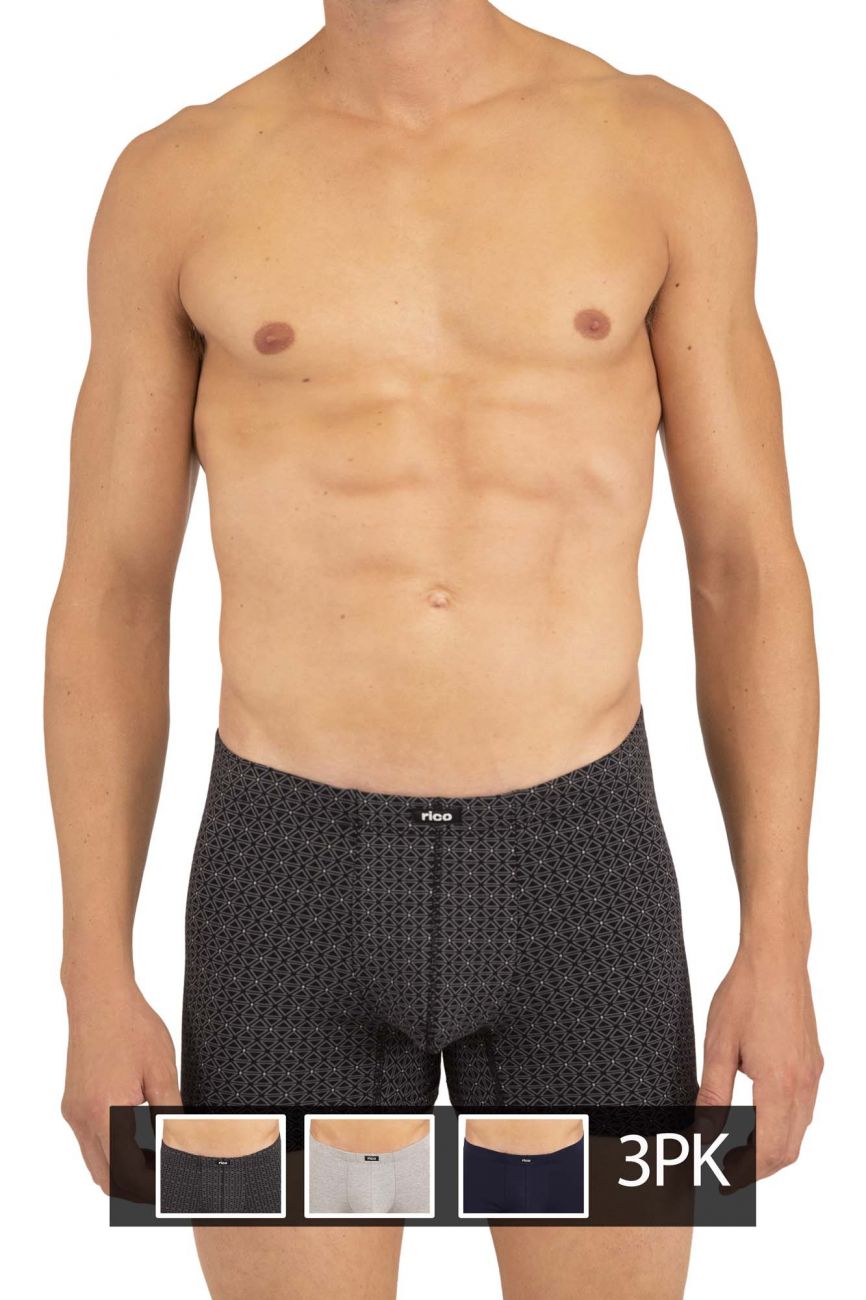 Rico 250709 3PK Stripes Boxer Briefs Color Black-Gray