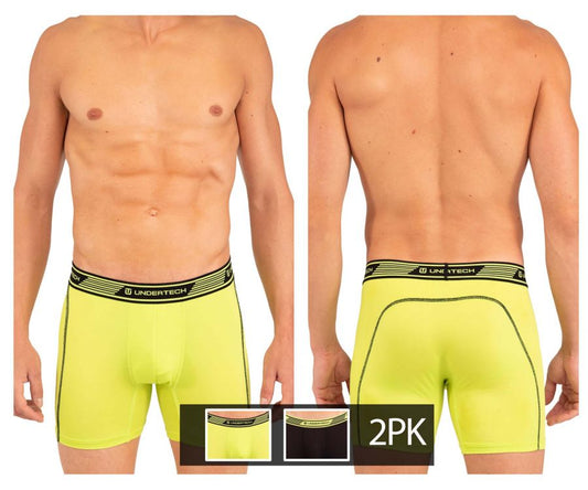 Undertech 347710 2PK Mesh Boxer Briefs Color Lime-Black