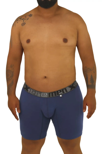 XtremeN 70001 plus size blue men's boxer briefs with a gray elastic waistband.