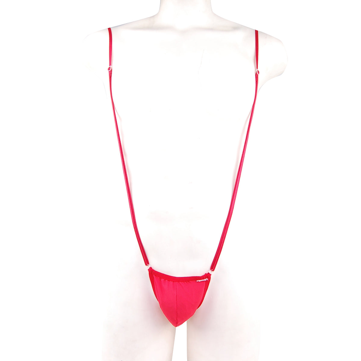 Bright pink thin-strap men’s string bikini metro male wear miami bodysuit snug-fitting design front view