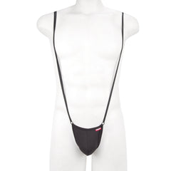 MetroMaleWear Miami bodysuit black 0008-20 with single narrow strap black fabric suspenders visible on the back side