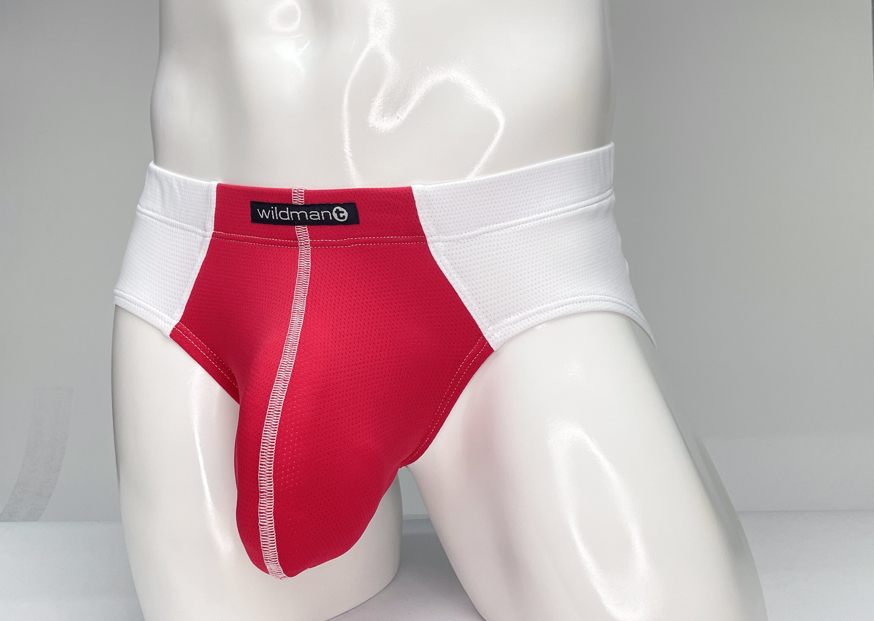 WildmanT Mesh Brief White and Red