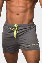 Jed North Men's Agile Bodybuilding 4'' Shorts w Zipper Pockets - Gray