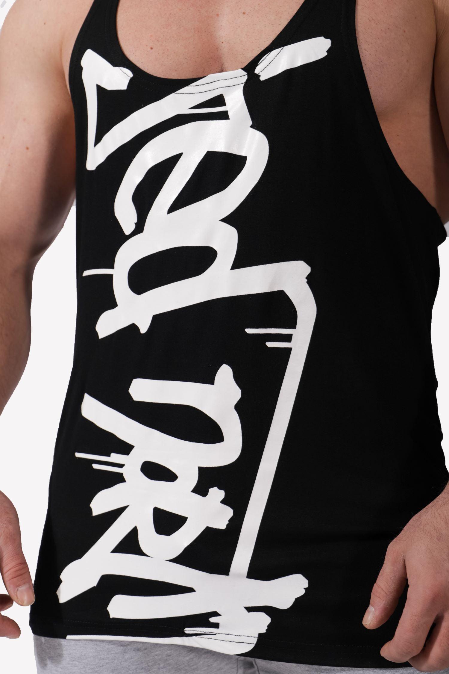 Jed North Herren Klassisches Bodybuilding Racerback Stringer - B&W Graffiti
