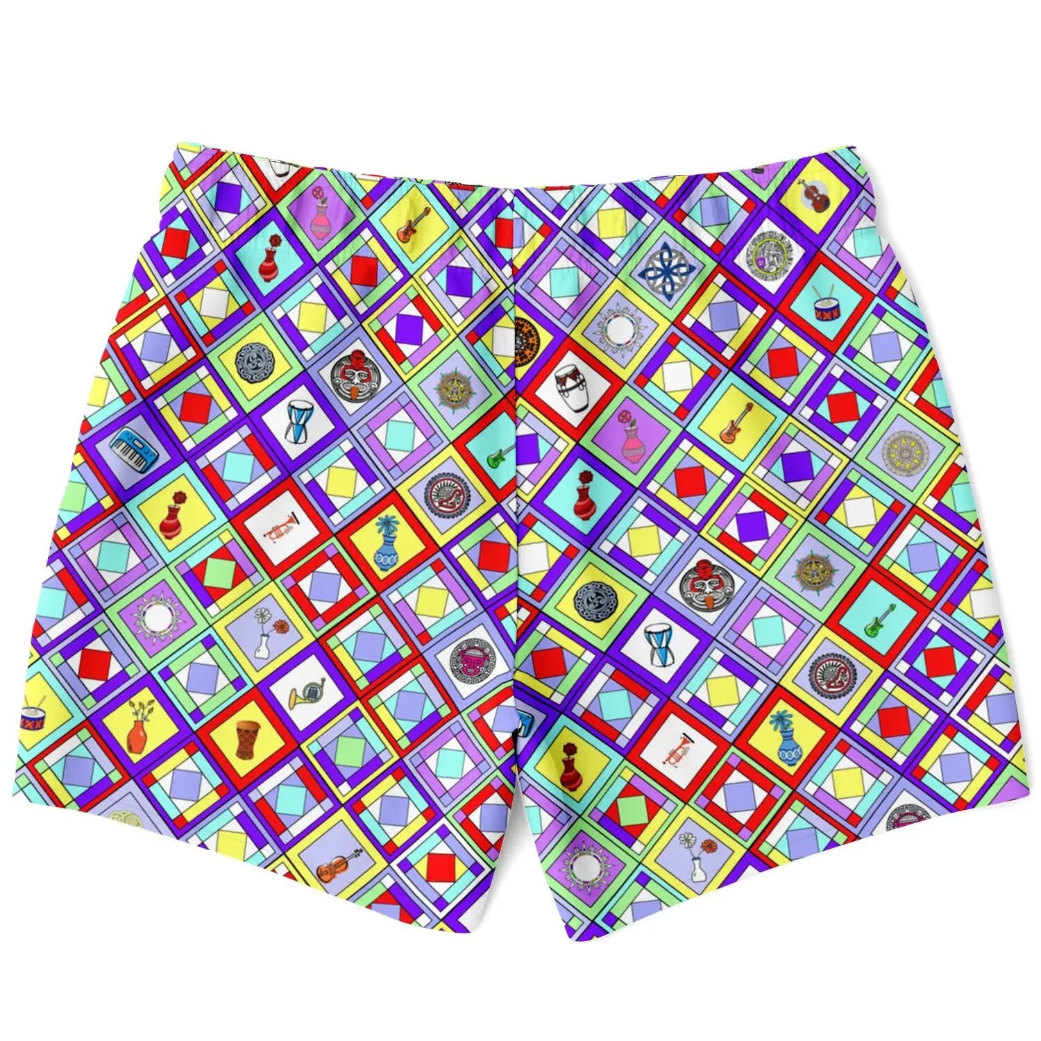 Maris Equi Retro Mod Geometrische Rauten-Badeshorts für Herren