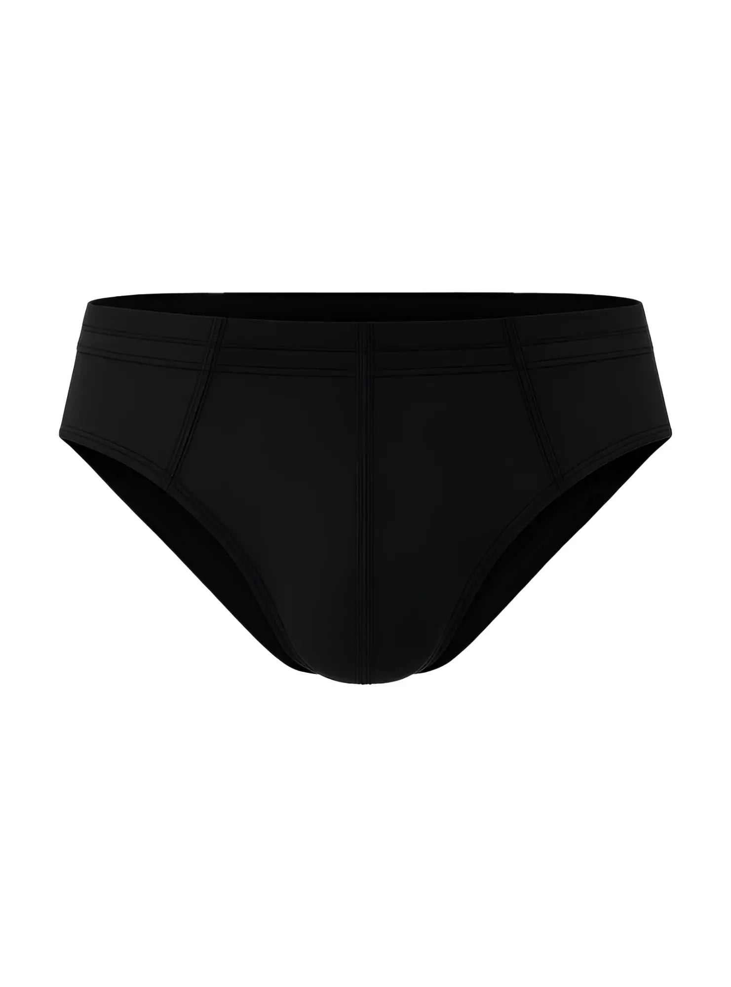 Black 100% cotton briefs with a smooth form-fitting design and subtle seam detailing visible from the back side