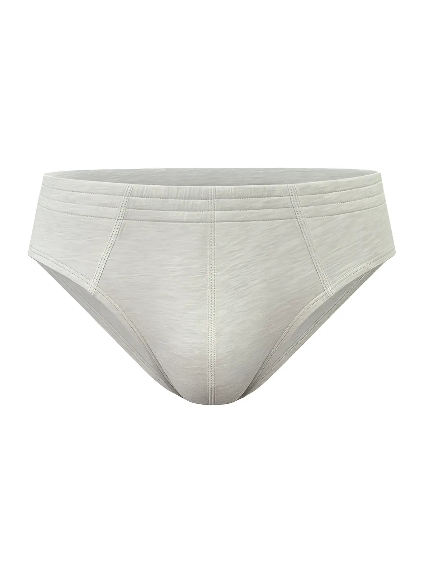 Light gray heathered 100 percent cotton briefs with tailored fit and subtle seam detailing