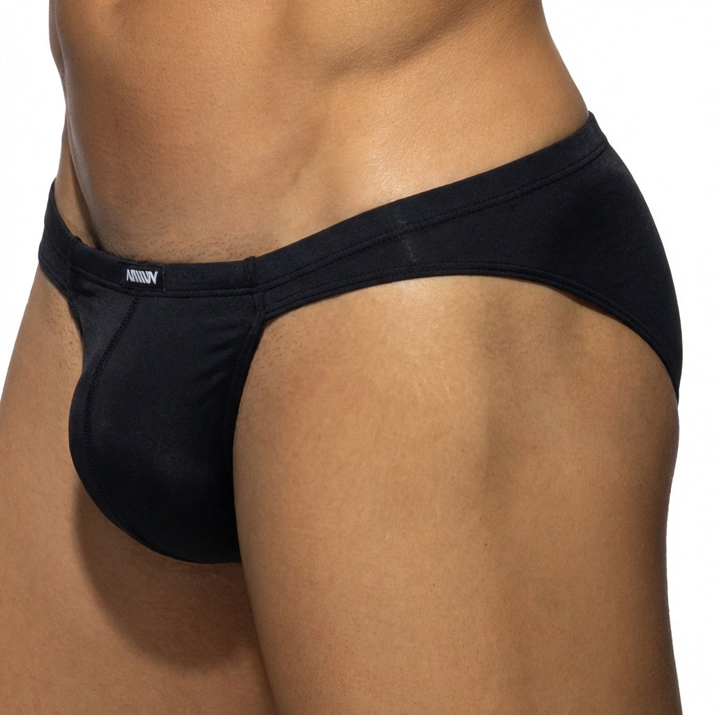 Black mens briefs armin embroidered waistband snug form-fitting design metroamalewear darcian bikini black 1016-20