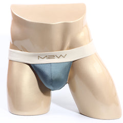 MetroMaleWear cosmos bikini moss blue satin briefs with cream elastic waistband by M2w brand men’s underwear
