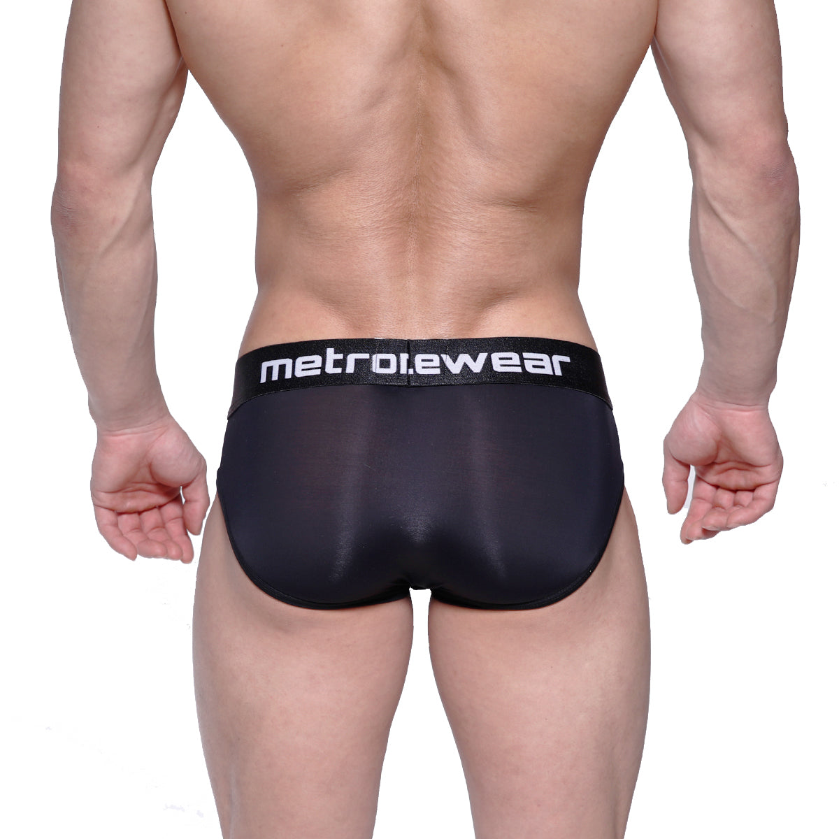 Black metro malewear max bulge brief with a sleek form-fitting design and subtle sheen in black 1503-20