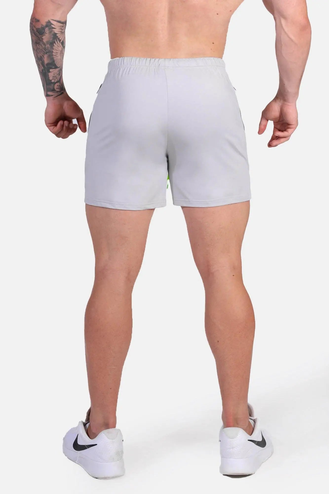 Jed North Men's Agile Bodybuilding 4'' Shorts w Zipper Pockets - Platinum Gray