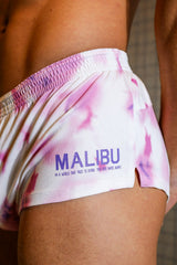JJ Malibu Men's Stretch-It 2" Short Shorts - Pink Tie-Dye
