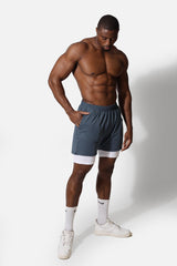 Jed North Men's Men's 2-In-1 7" Gym Shorts - Storm Gray