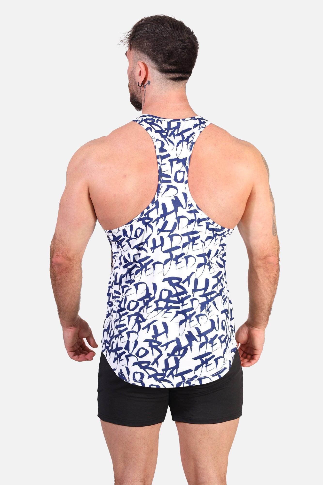 Jed North Herren Muscle Stringer mit Grafik - Weißes Graffiti