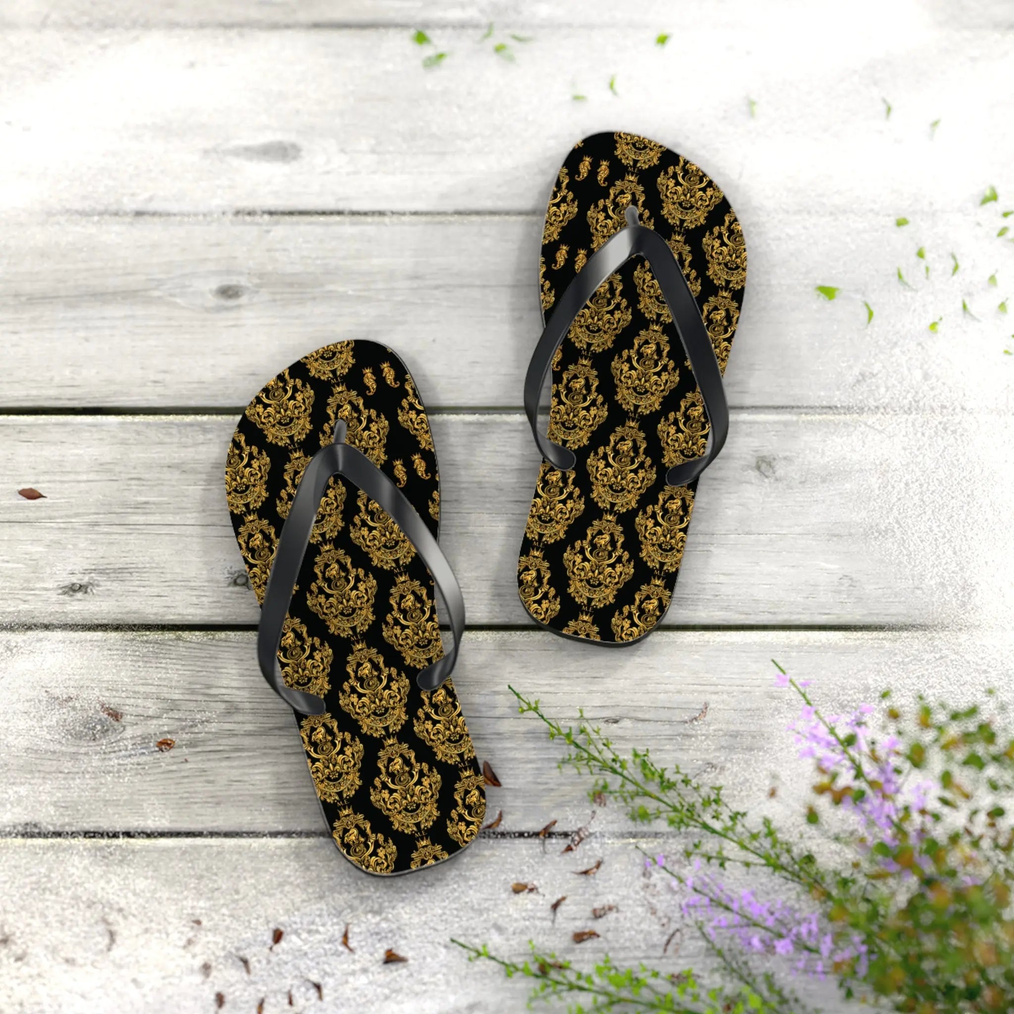 Maris Equi Goldene Barock-Flip-Flops für Herren