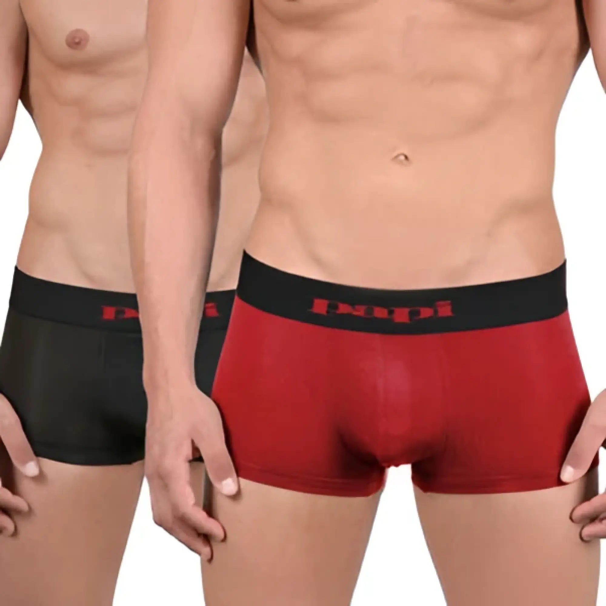 Red and black men’s snug fit boxer briefs microfiber underwear from papi cool 2 pack size m