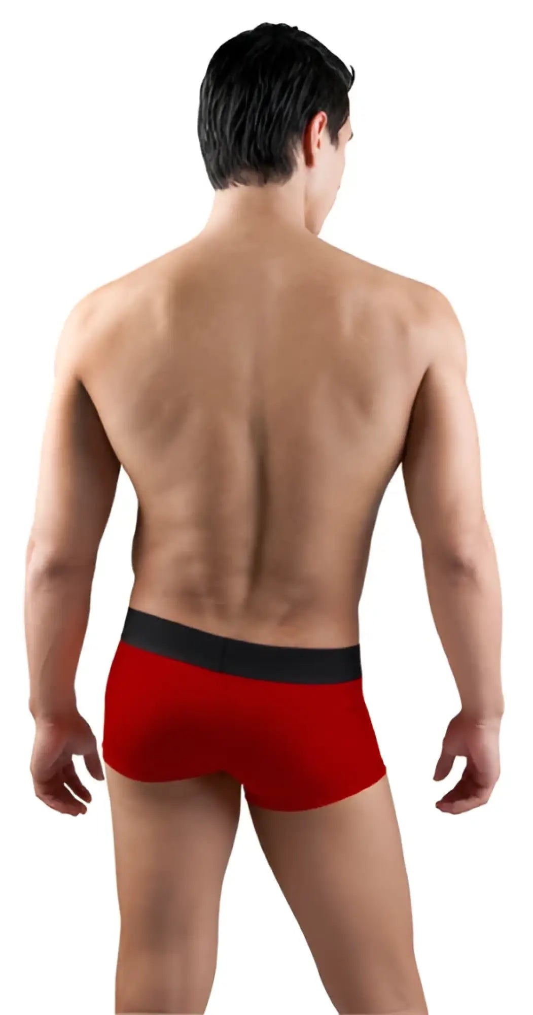 Red microfiber boxer briefs with black elastic waistband from papi cool solid brazilian trunk 2 pack size m