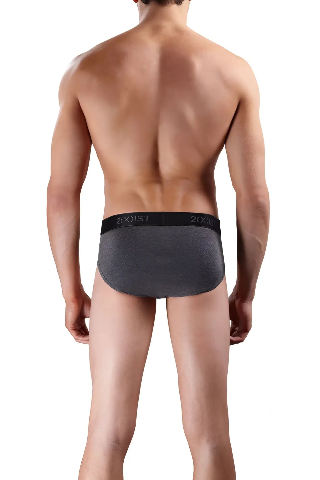 Gray textured 2xist cotton contour pouch briefs with black elastic waistband in size S from 3 pack set
