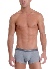 Gray heathered 2xist essential no show trunk underwear with dark gray waistband and white exist branding size m