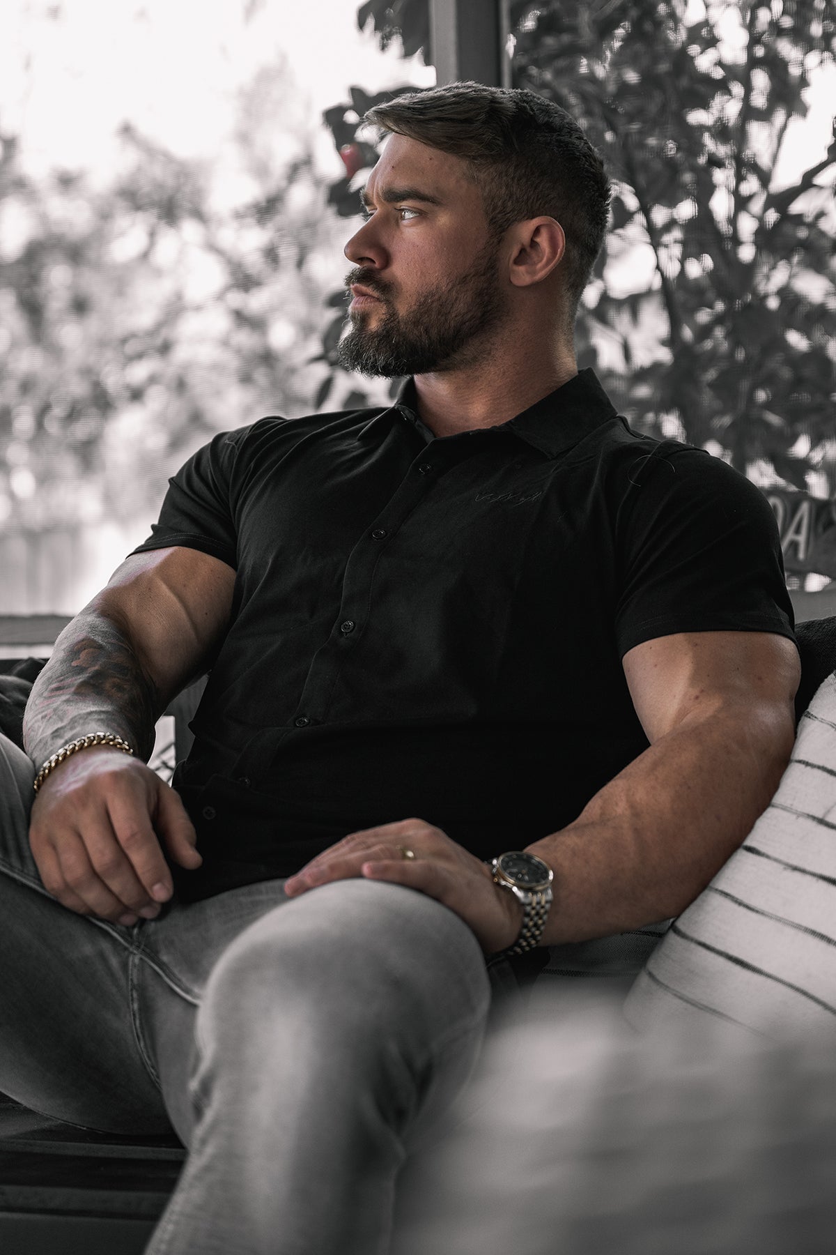 Jed North Men's Muscle-Fit Stretch Short Sleeve Shirt - Onyx Black