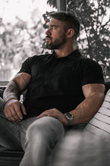 Jed North Men's Muscle-Fit Stretch Short Sleeve Shirt - Onyx Black