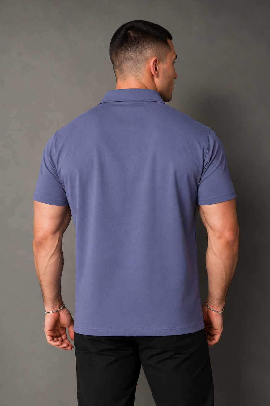 Jed North Men's Muscle-Fit Stretch Short Sleeve Shirt - Muted Blue