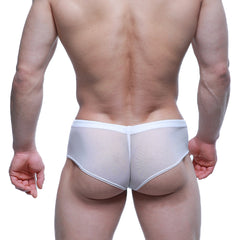 White mesh briefs with a smooth seamless design from MetroMaleWear Cheek white mesh 2028-69