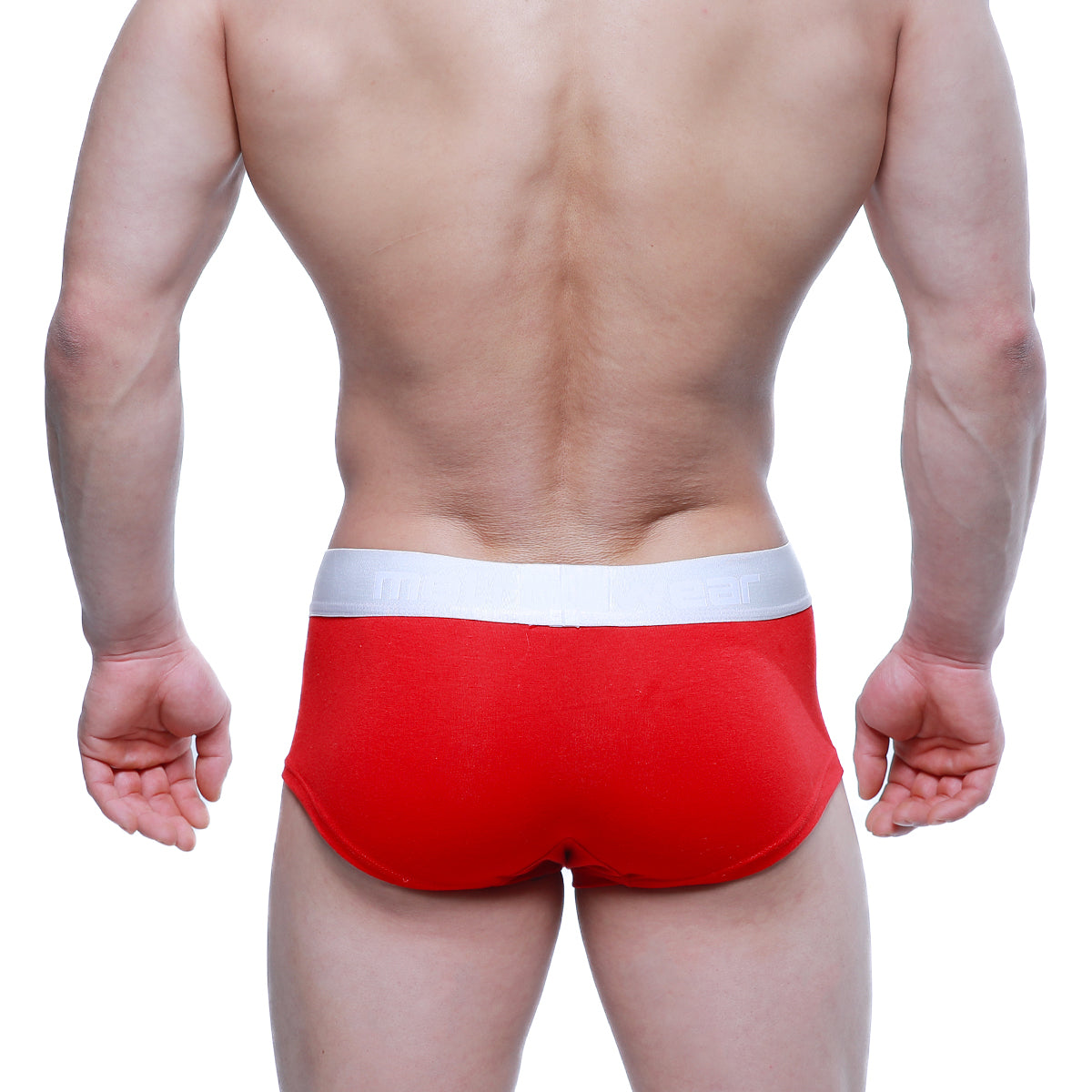 Red briefs with white elastic waistband metroMalewear elemental boxer brief red 2029-12 breathable cotton blend