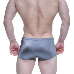 Silver metallic ribbed briefs metroMalewear enhancement boxer metal 2043-10 showcasing sleek textured design