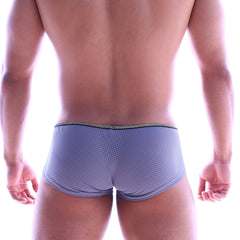 Light purple mesh briefs with black elastic waistband and white stitching from MetroMaleWear Vigor Trunk Gray 2126-10