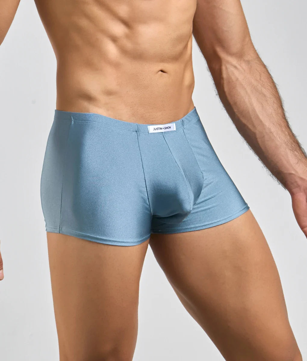 Justin plus Simon classic boxer light blue jeans boxer briefs with smooth stretchy fabric and subtle waistband label