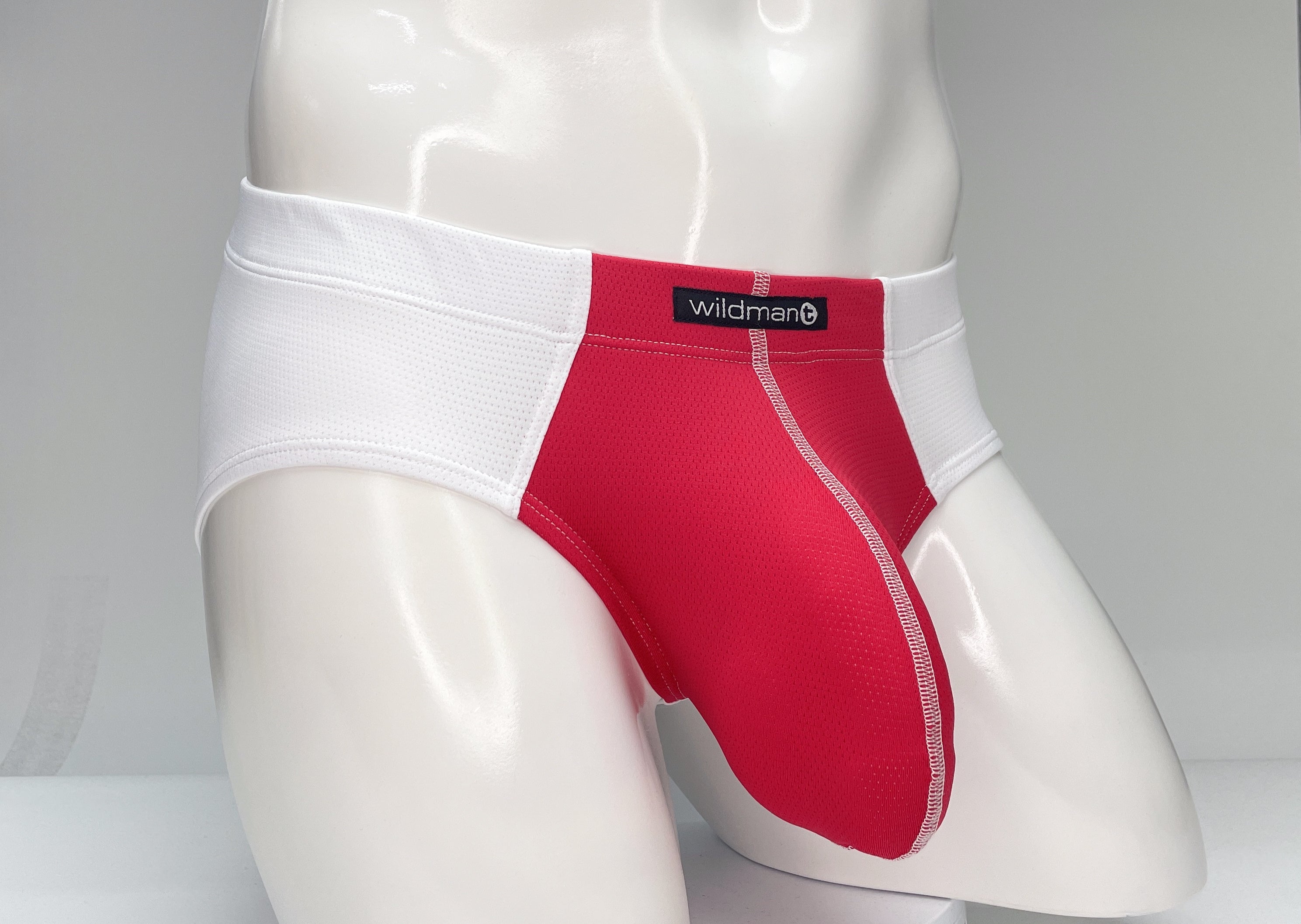 WildmanT Mesh Brief White and Red