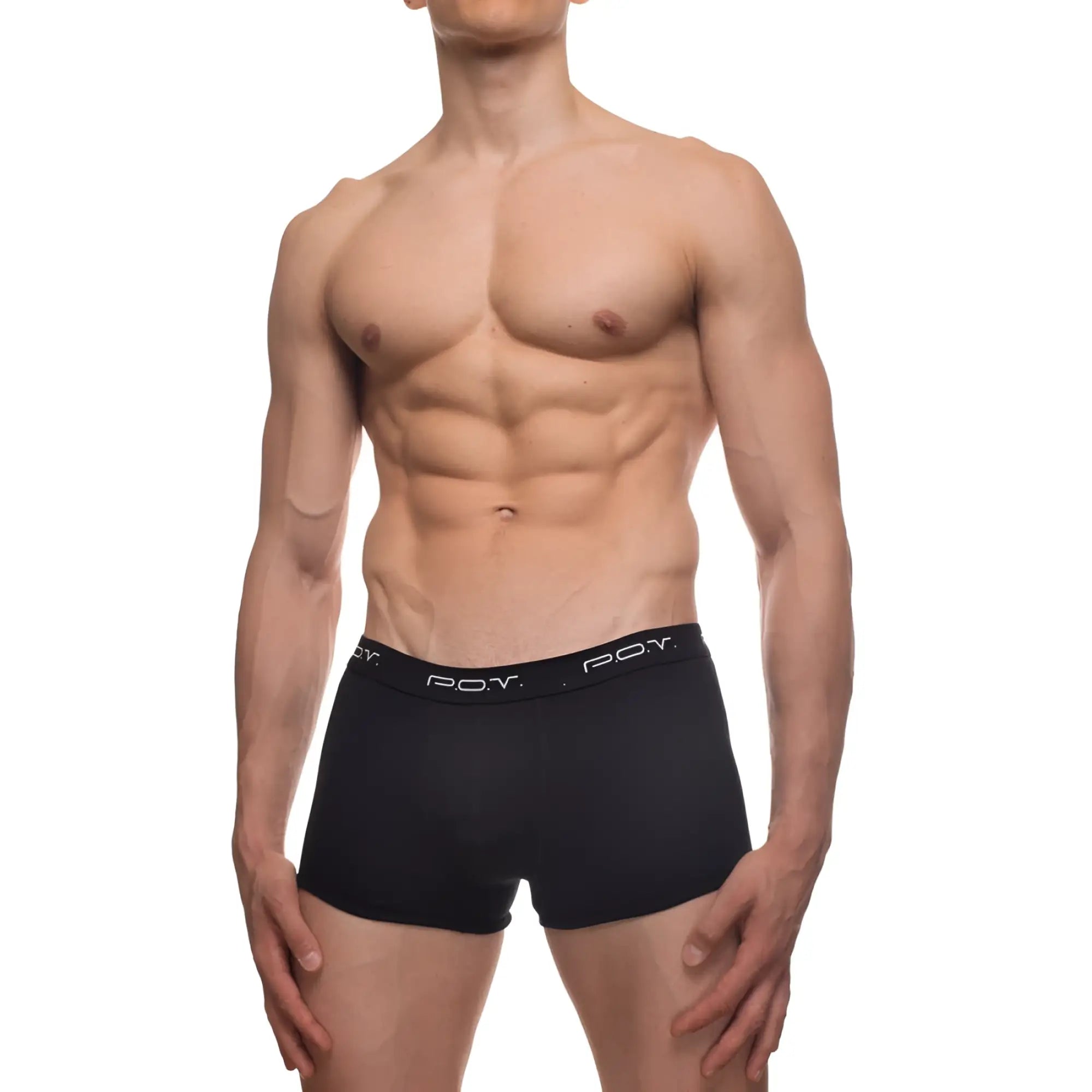 Black p.o.y. 3-pack boxer brief in 100 percent cotton showing the back side with a comfortable fit